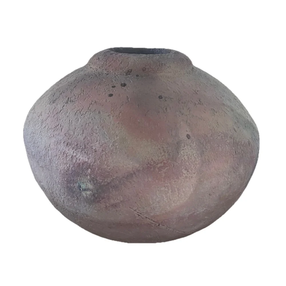 Studio Art Roku Pottery Large Round Vase, Signed—Vintage SW Earthy Pastels